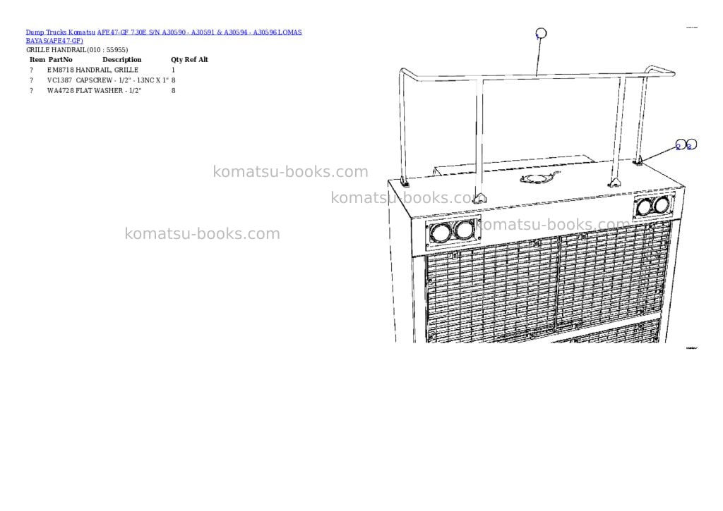 Komatsu afe47-gf 730e s/n a30590 - a30591 & a30594 - a30596 lomas bayas Parts catalog cover Page 5 Komatsu afe47-gf 730e s/n a30590 - a30591 & a30594 - a30596 lomas bayas Parts catalog cover Page 5