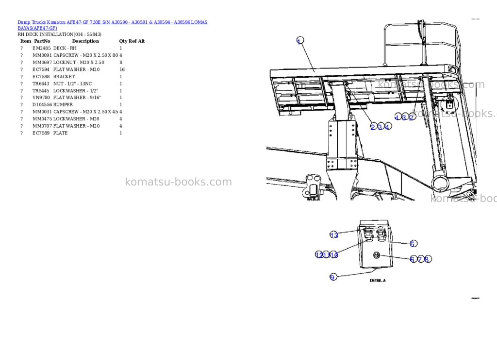 Komatsu afe47-gf 730e s/n a30590 - a30591 & a30594 - a30596 lomas bayas Parts catalog cover Page 7 Komatsu afe47-gf 730e s/n a30590 - a30591 & a30594 - a30596 lomas bayas Parts catalog cover Page 7
