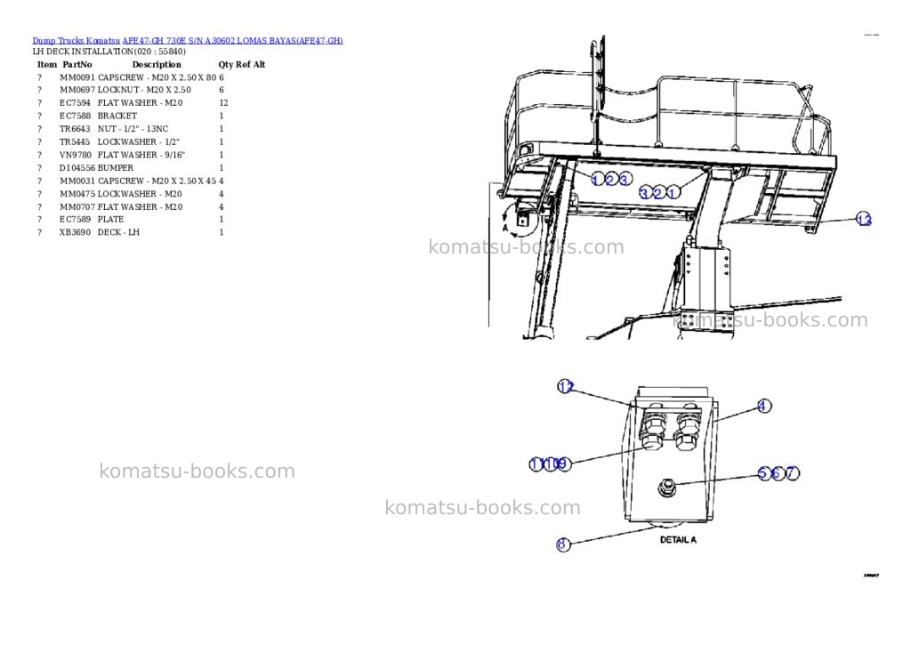 Komatsu afe47-gh 730e s/n a30602 lomas bayas Parts catalog cover Page 10