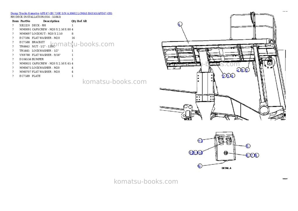 Komatsu afe47-gh 730e s/n a30602 lomas bayas Parts catalog cover Page 7