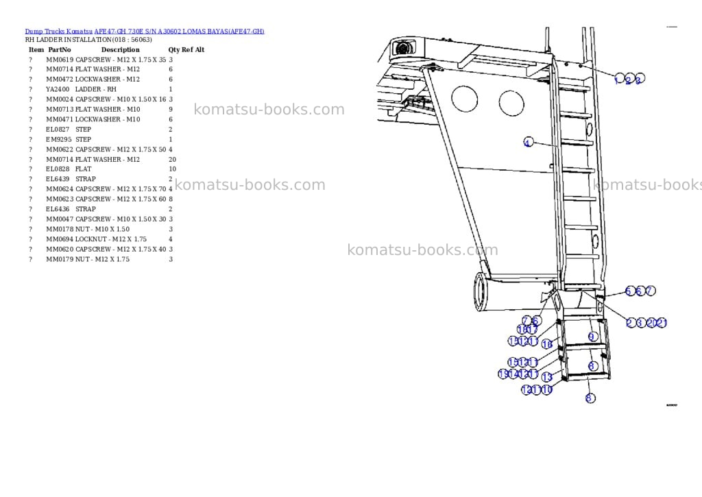 Komatsu afe47-gh 730e s/n a30602 lomas bayas Parts catalog cover Page 9