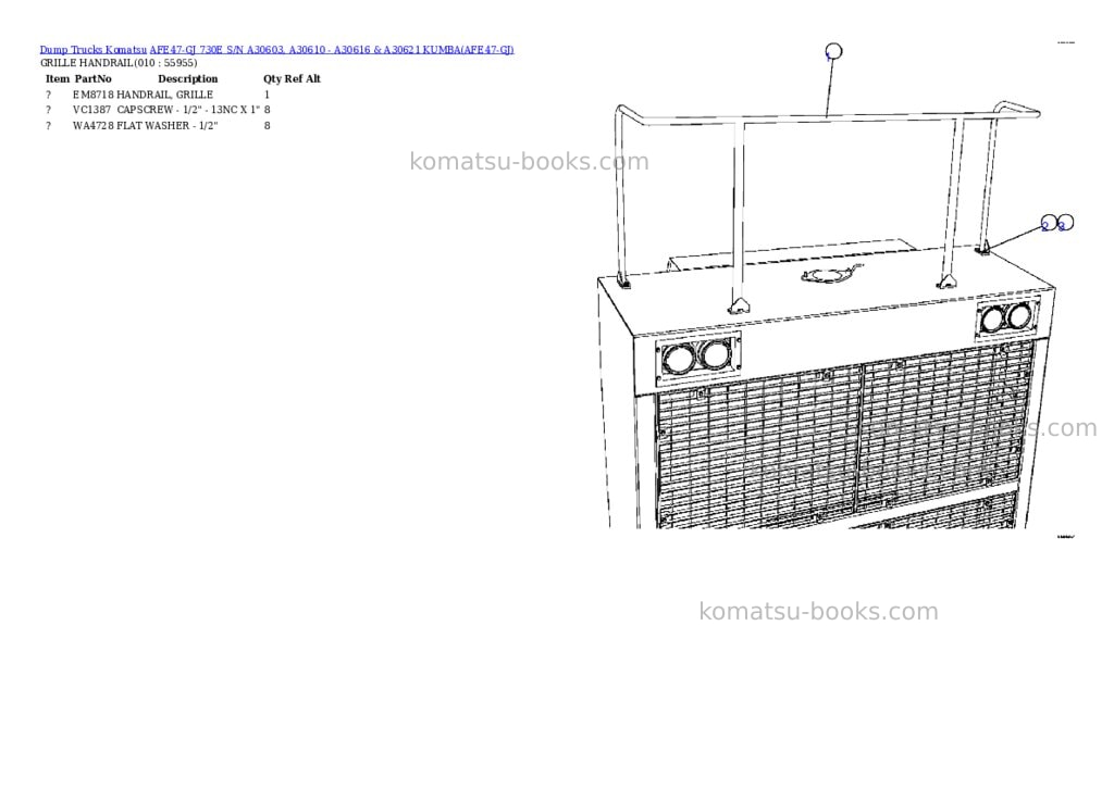 Komatsu afe47-gj 730e s/n a30603, a30610 - a30616 & a30621 kumba Parts catalog cover Page 5 Komatsu afe47-gj 730e s/n a30603, a30610 - a30616 & a30621 kumba Parts catalog cover Page 5