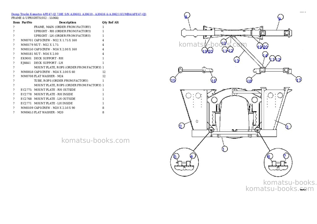 Komatsu afe47-gj 730e s/n a30603, a30610 - a30616 & a30621 kumba Parts catalog cover Page 6 Komatsu afe47-gj 730e s/n a30603, a30610 - a30616 & a30621 kumba Parts catalog cover Page 6