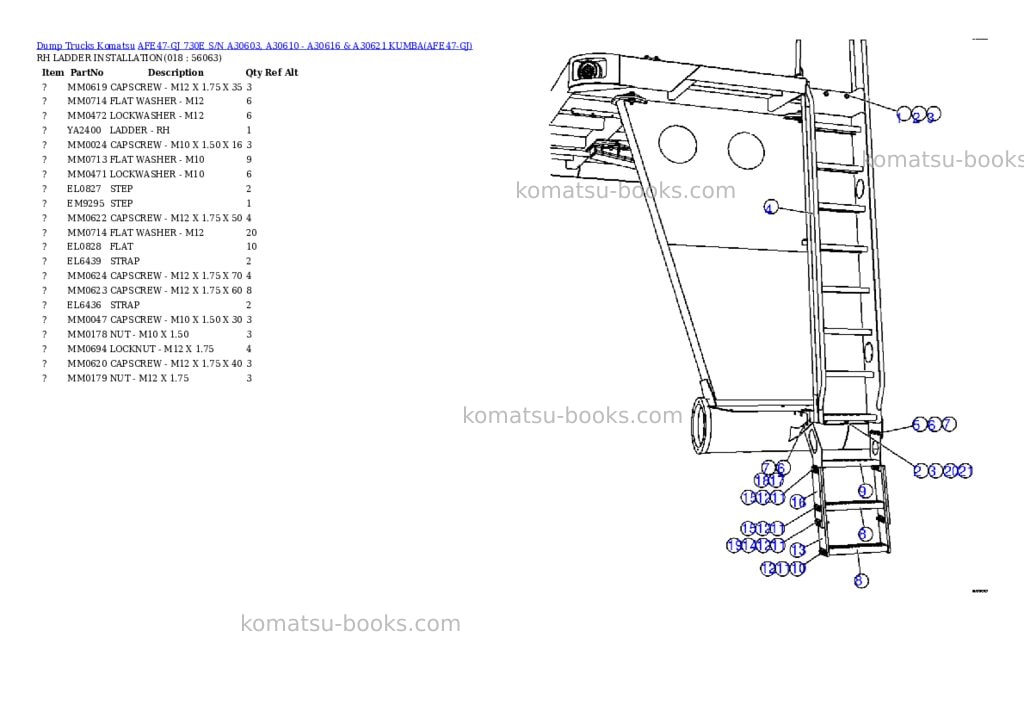 Komatsu afe47-gj 730e s/n a30603, a30610 - a30616 & a30621 kumba Parts catalog cover Page 9 Komatsu afe47-gj 730e s/n a30603, a30610 - a30616 & a30621 kumba Parts catalog cover Page 9