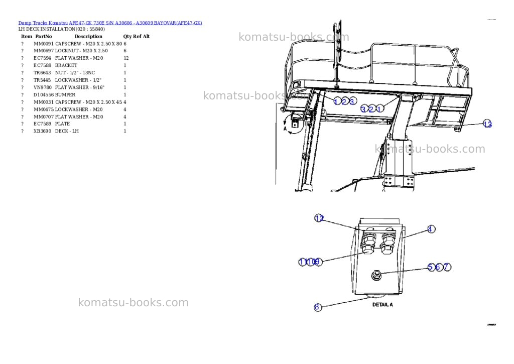Komatsu afe47-gk 730e s/n a30606 - a30609 bayovar Parts catalog cover Page 10