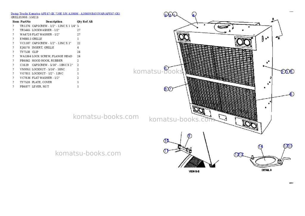 Komatsu afe47-gk 730e s/n a30606 - a30609 bayovar Parts catalog cover Page 4