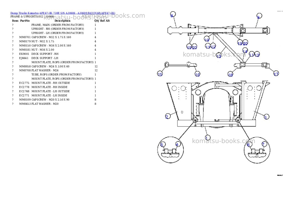 Komatsu afe47-gk 730e s/n a30606 - a30609 bayovar Parts catalog cover Page 6