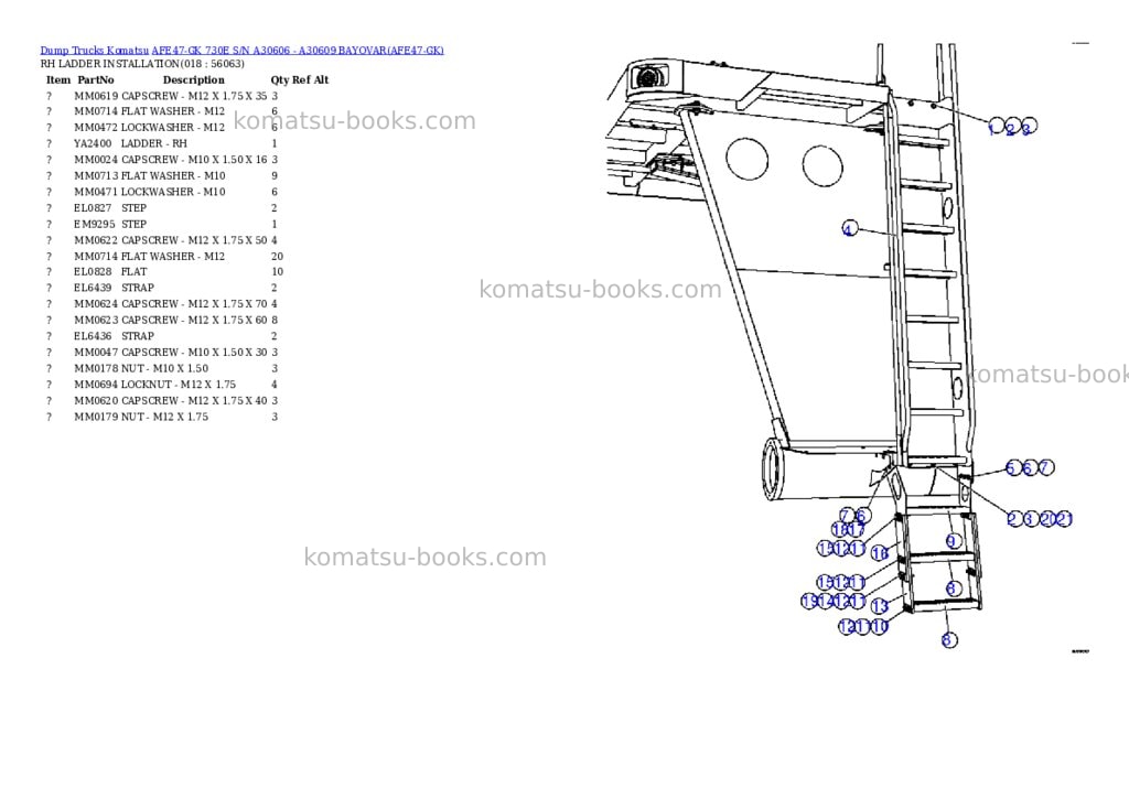 Komatsu afe47-gk 730e s/n a30606 - a30609 bayovar Parts catalog cover Page 9