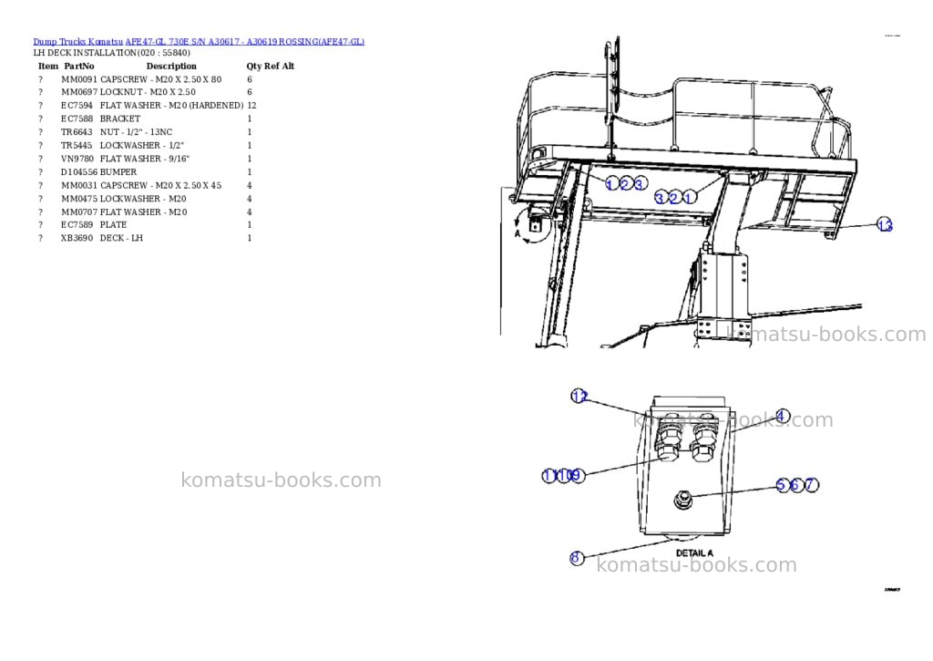 Komatsu afe47-gl 730e s/n a30617 - a30619 rossing Parts catalog cover Page 10
