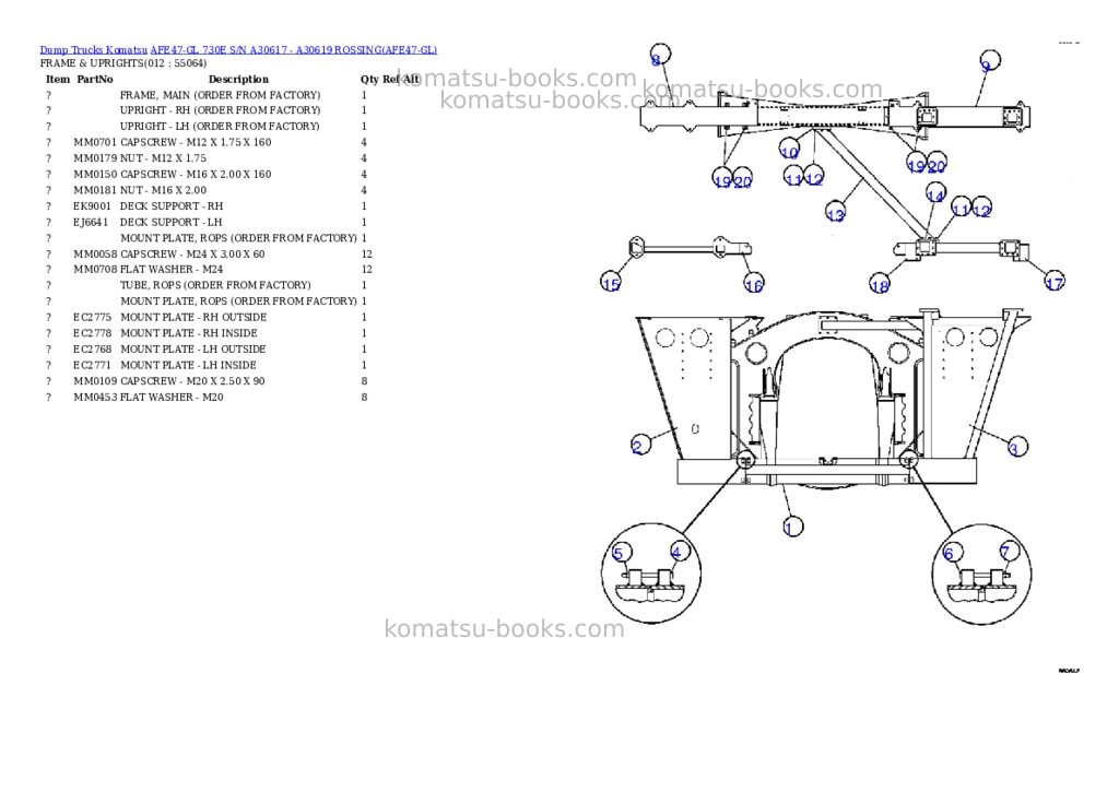 Komatsu afe47-gl 730e s/n a30617 - a30619 rossing Parts catalog cover Page 6