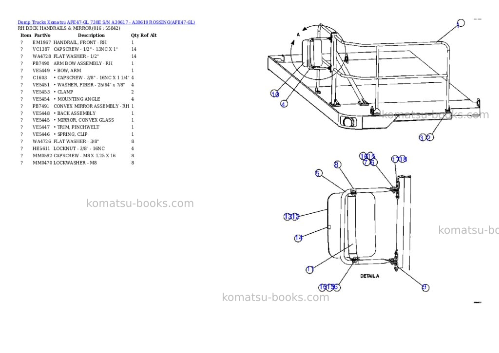 Komatsu afe47-gl 730e s/n a30617 - a30619 rossing Parts catalog cover Page 8