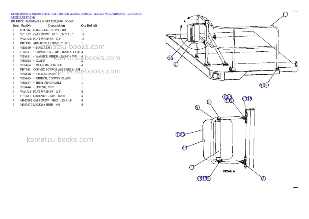 Komatsu afe47-gm 730e s/n a30620, a30622 - a30625 wesfarmers - curragh mine Parts catalog cover Page 9