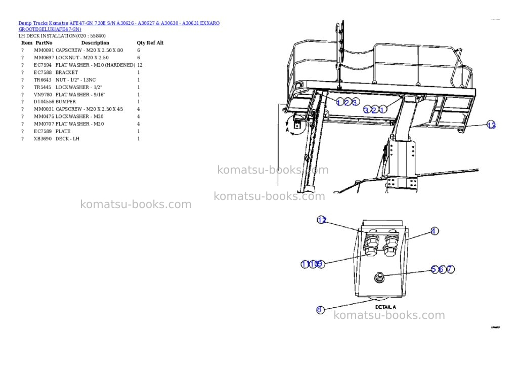 Komatsu afe47-gn 730e s/n a30626 - a30627 & a30630 - a30631 exxaro grootegeluk Parts catalog cover Page 10