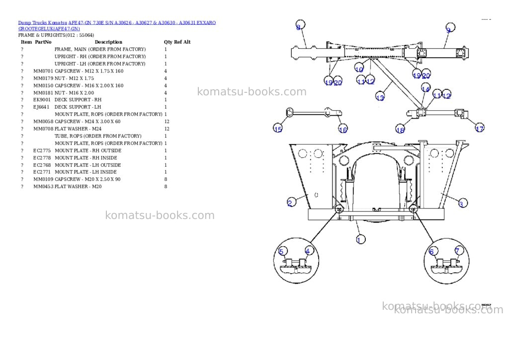 Komatsu afe47-gn 730e s/n a30626 - a30627 & a30630 - a30631 exxaro grootegeluk Parts catalog cover Page 6