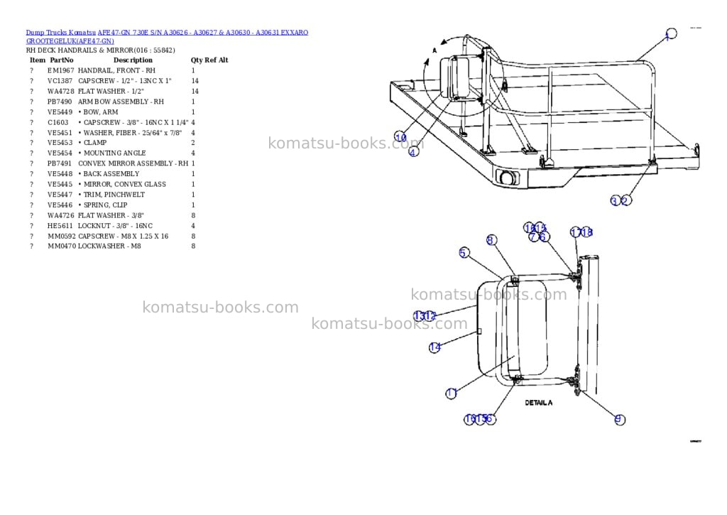 Komatsu afe47-gn 730e s/n a30626 - a30627 & a30630 - a30631 exxaro grootegeluk Parts catalog cover Page 8