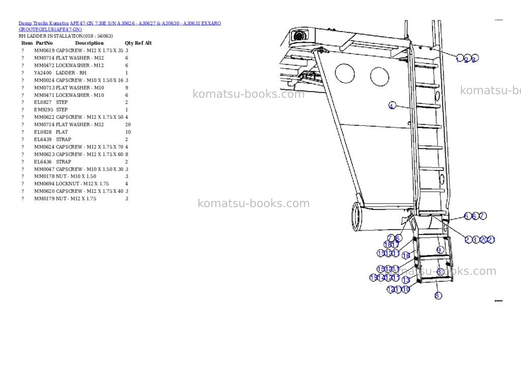 Komatsu afe47-gn 730e s/n a30626 - a30627 & a30630 - a30631 exxaro grootegeluk Parts catalog cover Page 9