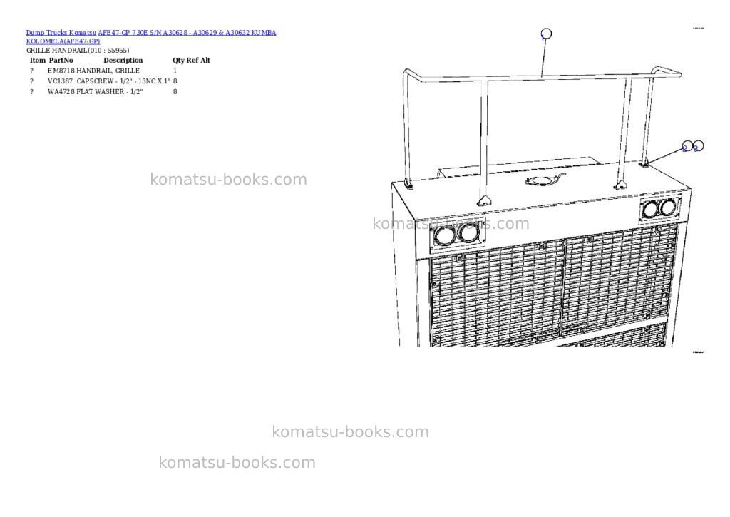 Komatsu afe47-gp 730e s/n a30628 - a30629 & a30632 kumba kolomela Parts catalog cover Page 5 Komatsu afe47-gp 730e s/n a30628 - a30629 & a30632 kumba kolomela Parts catalog cover Page 5