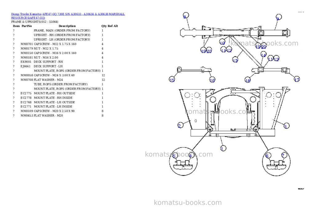 Komatsu afe47-gq 730e s/n a30633 - a30634 & a30638 marshall resources Parts catalog cover Page 6
