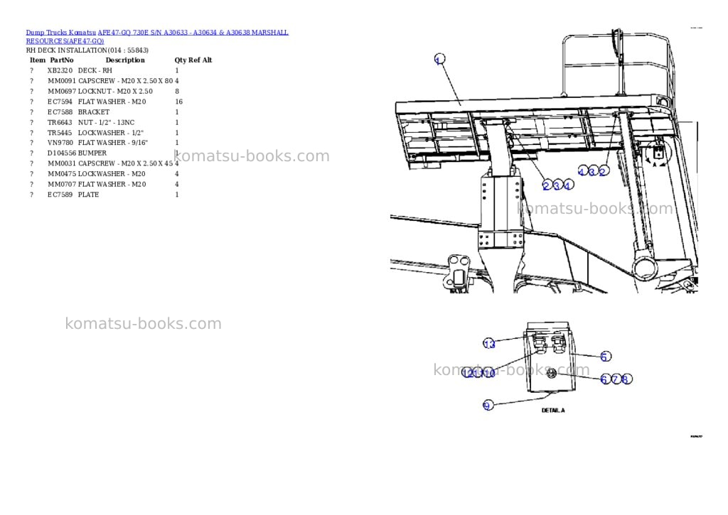 Komatsu afe47-gq 730e s/n a30633 - a30634 & a30638 marshall resources Parts catalog cover Page 7