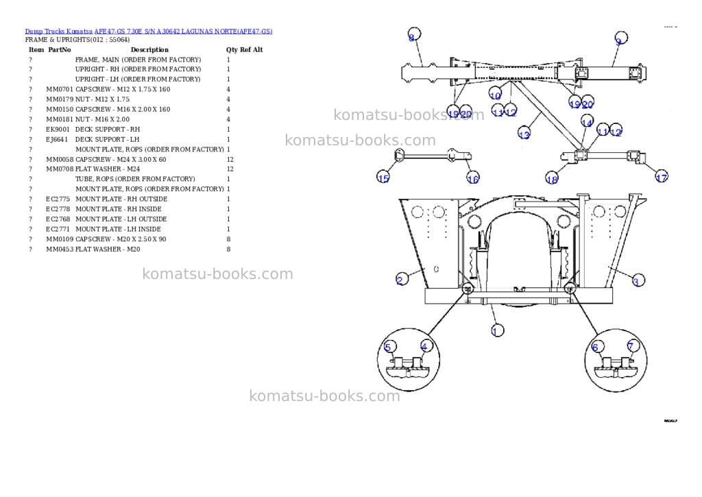 Komatsu afe47-gs 730e s/n a30642 lagunas norte Parts catalog cover
