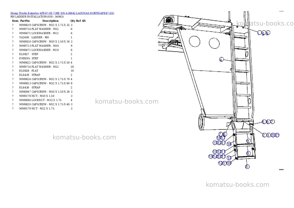 Komatsu afe47-gs 730e s/n a30642 lagunas norte Parts catalog cover Page 4