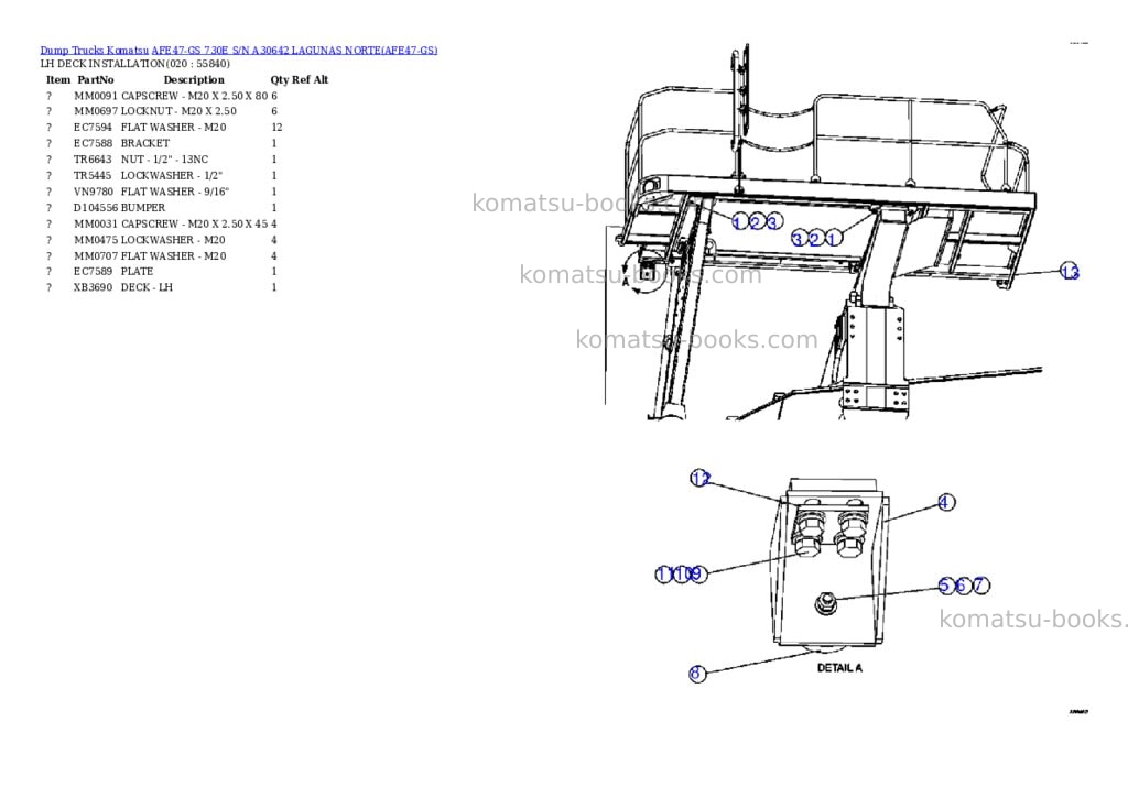 Komatsu afe47-gs 730e s/n a30642 lagunas norte Parts catalog cover Page 5