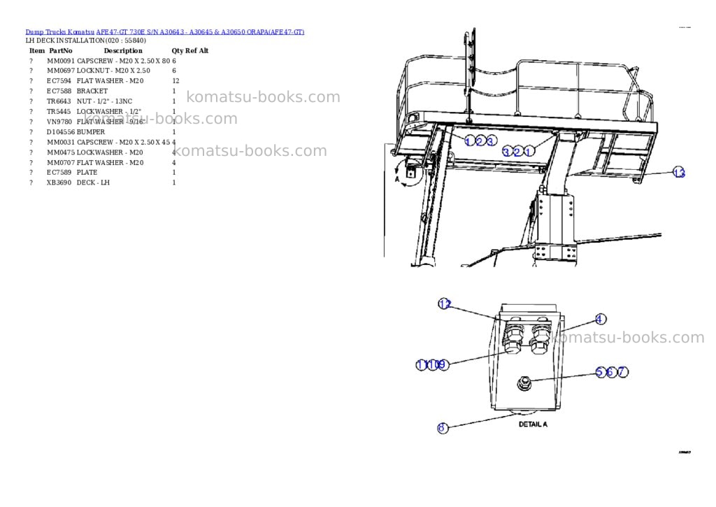 Komatsu afe47-gt 730e s/n a30643 - a30645 & a30650 orapa Parts catalog cover Page 10
