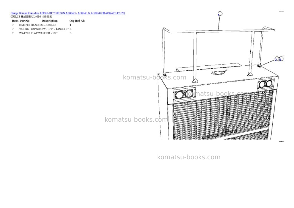 Komatsu afe47-gt 730e s/n a30643 - a30645 & a30650 orapa Parts catalog cover Page 5