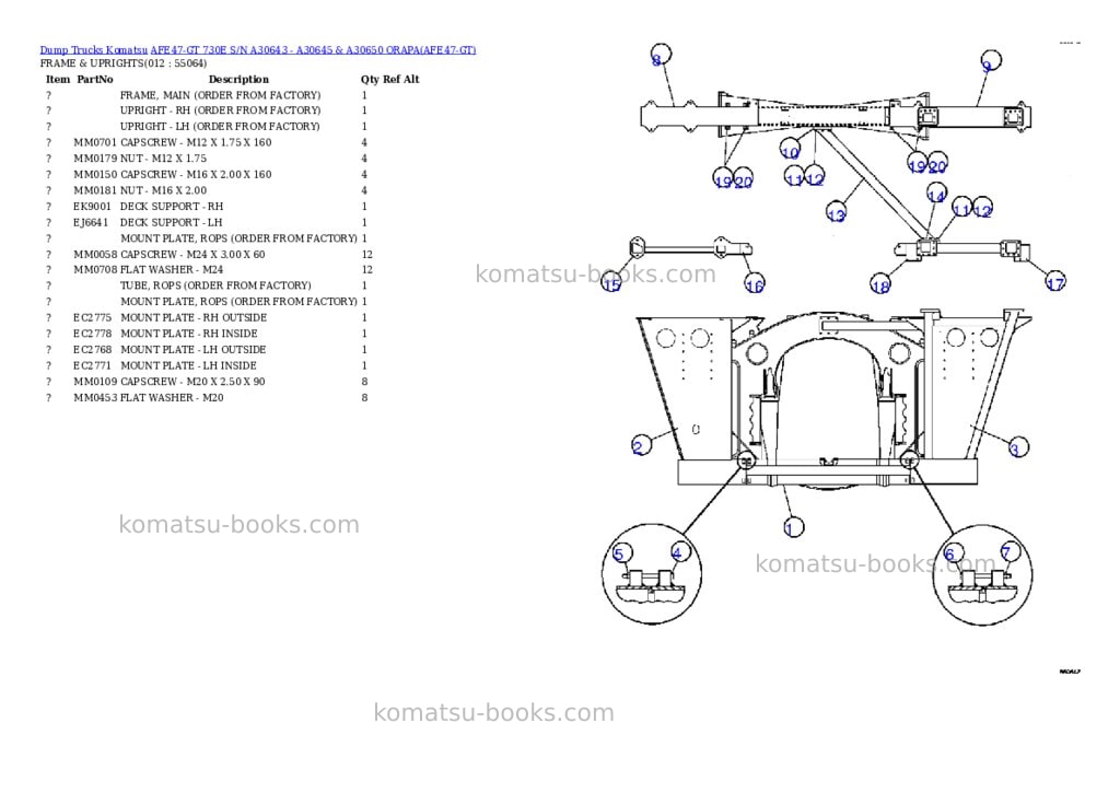 Komatsu afe47-gt 730e s/n a30643 - a30645 & a30650 orapa Parts catalog cover Page 6