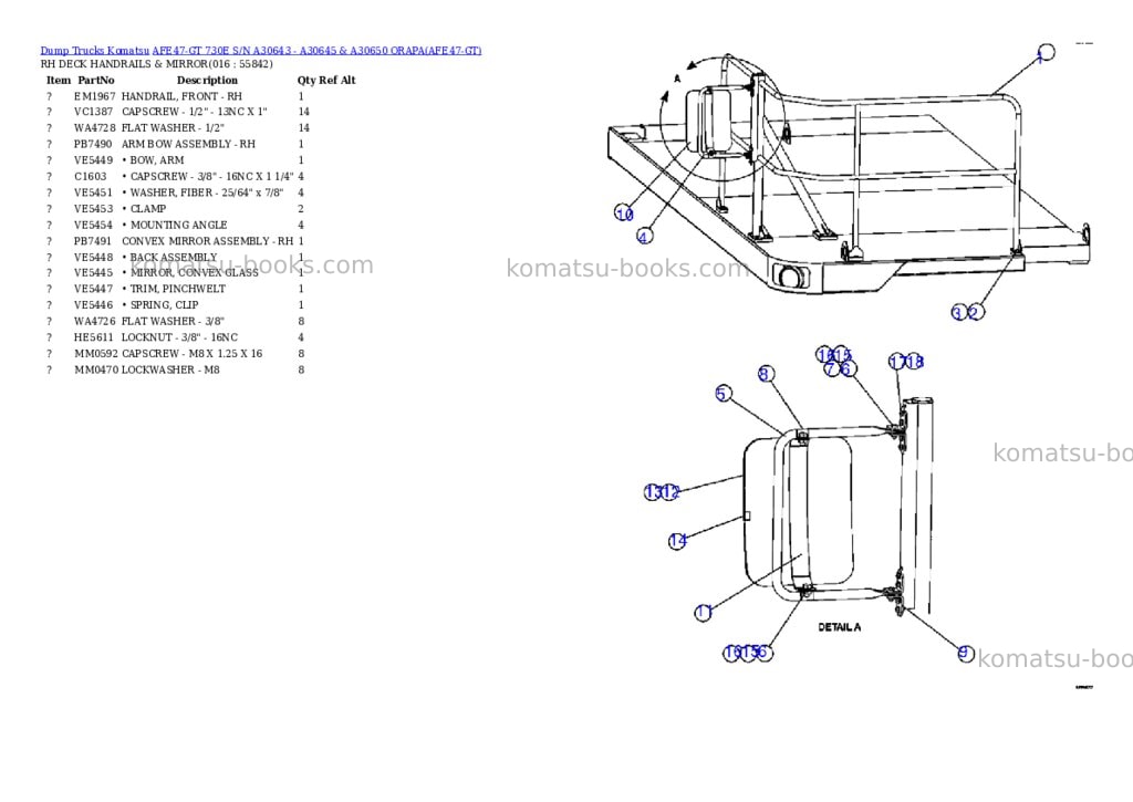 Komatsu afe47-gt 730e s/n a30643 - a30645 & a30650 orapa Parts catalog cover Page 8