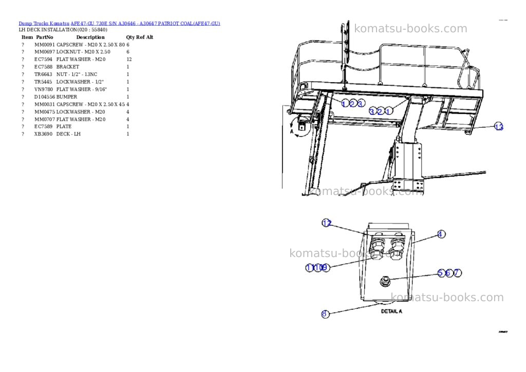 Komatsu afe47-gu 730e s/n a30646 - a30647 patriot coal Parts catalog cover Page 10