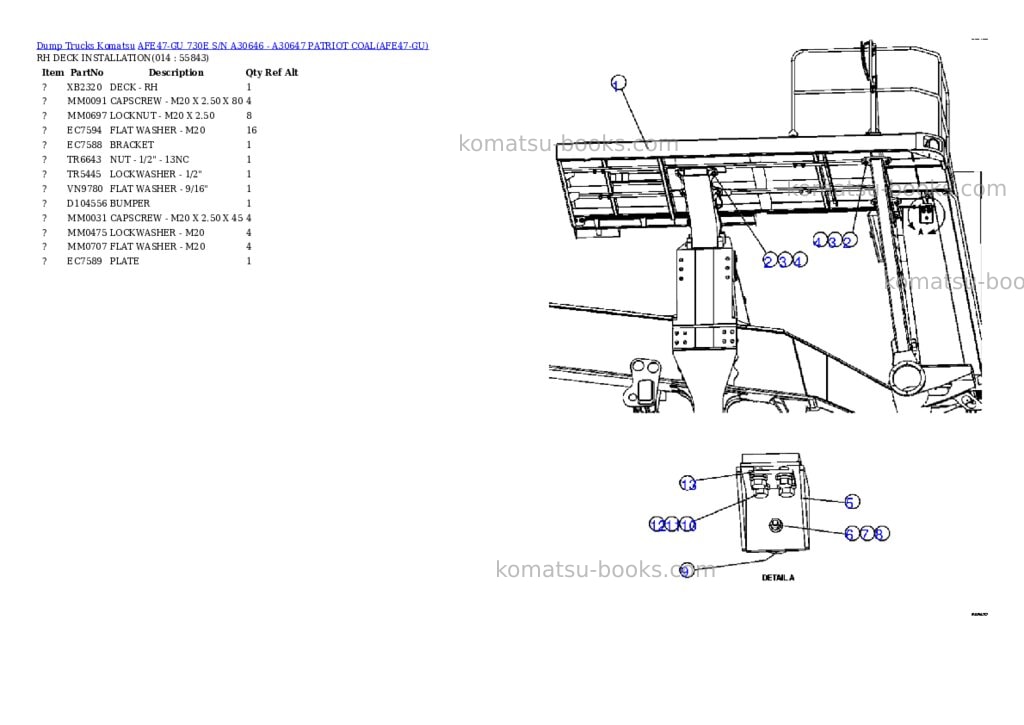 Komatsu afe47-gu 730e s/n a30646 - a30647 patriot coal Parts catalog cover Page 7