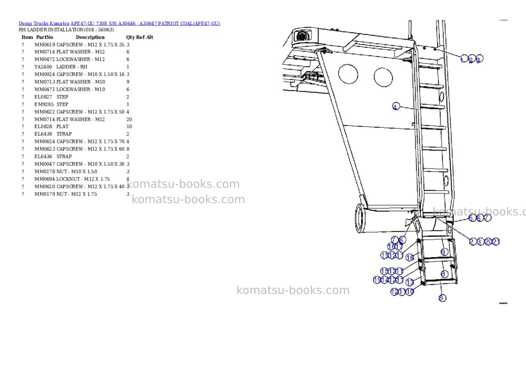 Komatsu afe47-gu 730e s/n a30646 - a30647 patriot coal Parts catalog cover Page 9