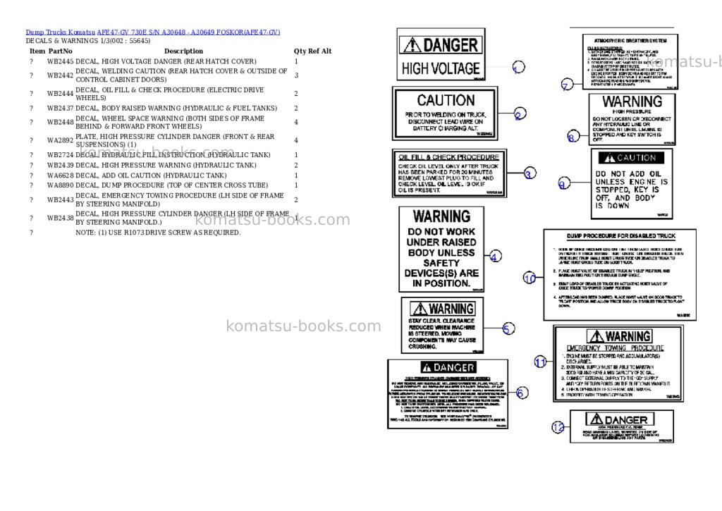 Komatsu afe47-gv 730e s/n a30648 - a30649 foskor Parts catalog cover Komatsu afe47-gv 730e s/n a30648 - a30649 foskor Parts catalog cover