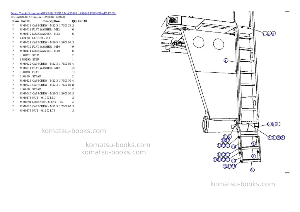 Komatsu afe47-gv 730e s/n a30648 - a30649 foskor Parts catalog cover Page 9 Komatsu afe47-gv 730e s/n a30648 - a30649 foskor Parts catalog cover Page 9