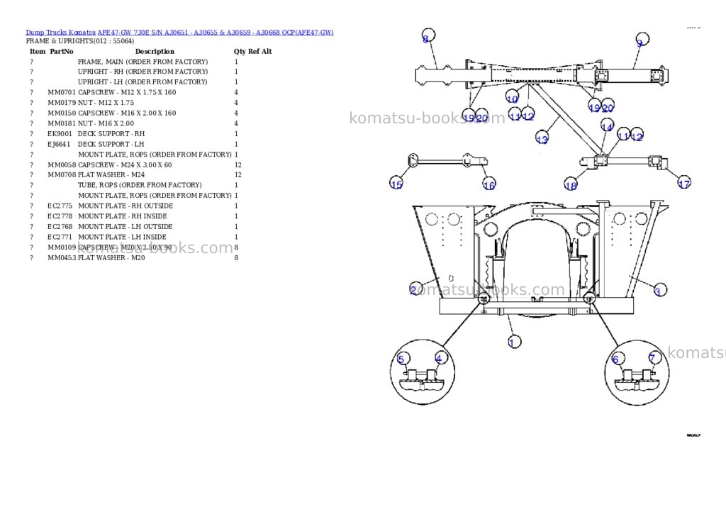 Komatsu afe47-gw 730e s/n a30651 - a30655 & a30659 - a30668 ocp Parts catalog cover Page 6 Komatsu afe47-gw 730e s/n a30651 - a30655 & a30659 - a30668 ocp Parts catalog cover Page 6