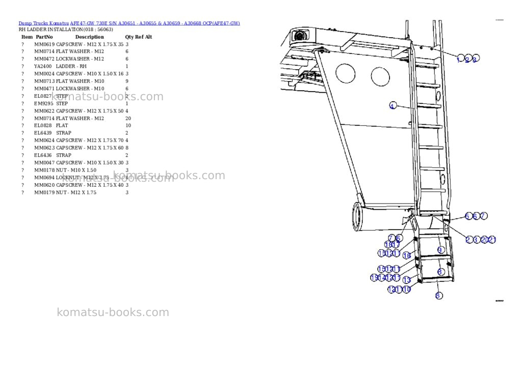 Komatsu afe47-gw 730e s/n a30651 - a30655 & a30659 - a30668 ocp Parts catalog cover Page 9 Komatsu afe47-gw 730e s/n a30651 - a30655 & a30659 - a30668 ocp Parts catalog cover Page 9