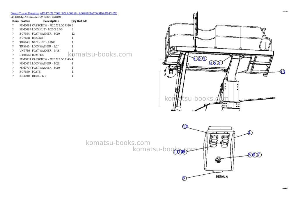Komatsu afe47-gx 730e s/n a30656 - a30658 bayovar Parts catalog cover Page 10