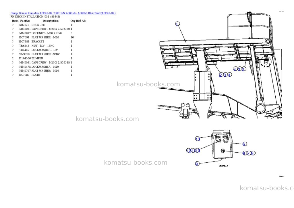 Komatsu afe47-gx 730e s/n a30656 - a30658 bayovar Parts catalog cover Page 7