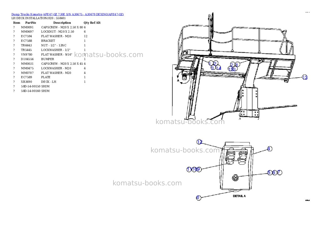 Komatsu afe47-gz 730e s/n a30675 - a30679 dexing Parts catalog cover Page 10