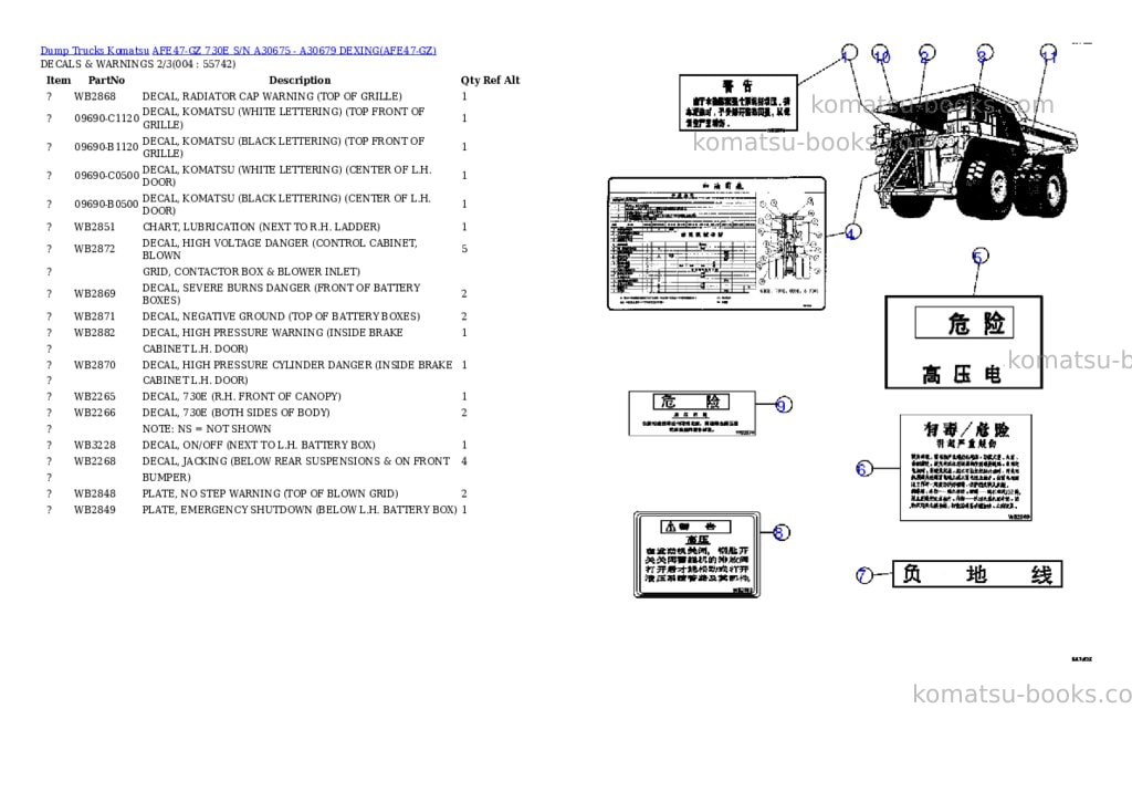 Komatsu afe47-gz 730e s/n a30675 - a30679 dexing Parts catalog cover Page 2