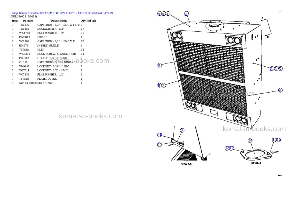 Komatsu afe47-gz 730e s/n a30675 - a30679 dexing Parts catalog cover Page 4