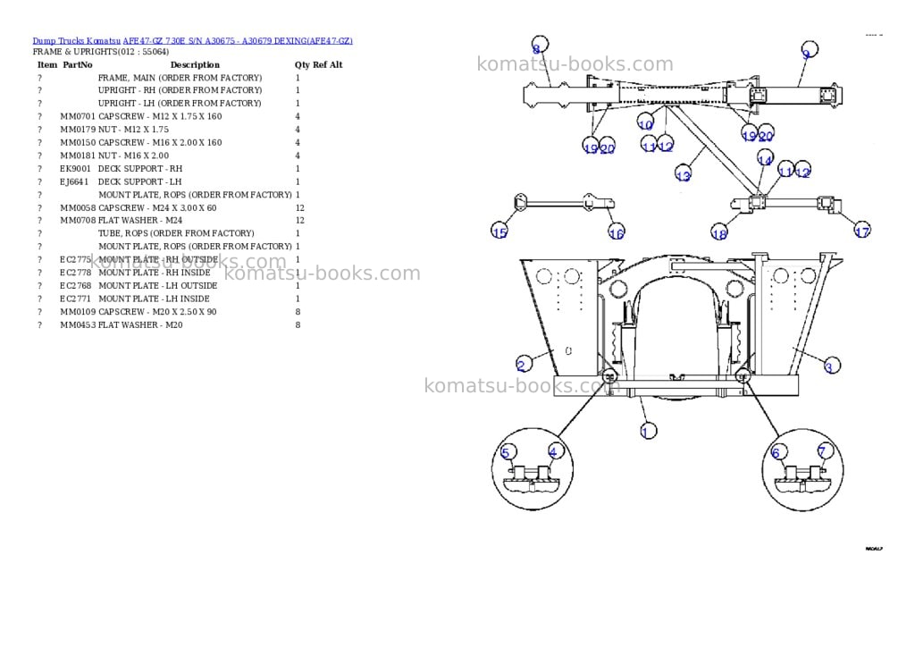 Komatsu afe47-gz 730e s/n a30675 - a30679 dexing Parts catalog cover Page 6
