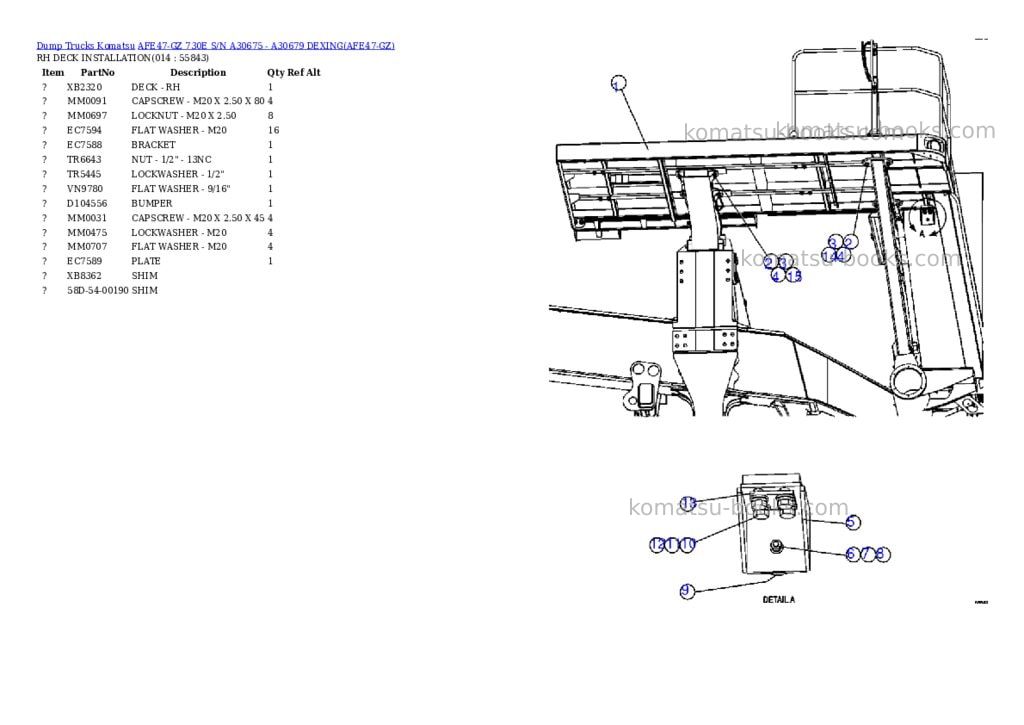 Komatsu afe47-gz 730e s/n a30675 - a30679 dexing Parts catalog cover Page 7