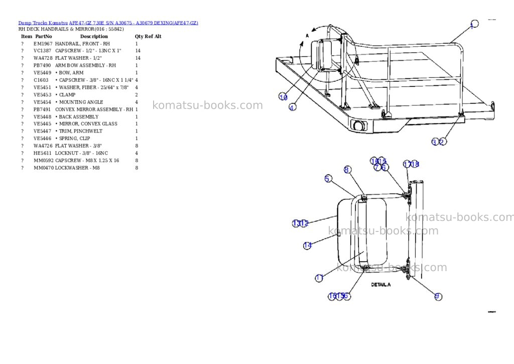 Komatsu afe47-gz 730e s/n a30675 - a30679 dexing Parts catalog cover Page 8