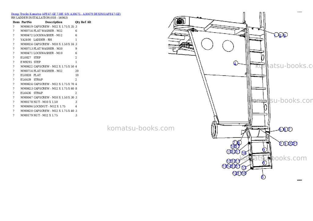 Komatsu afe47-gz 730e s/n a30675 - a30679 dexing Parts catalog cover Page 9