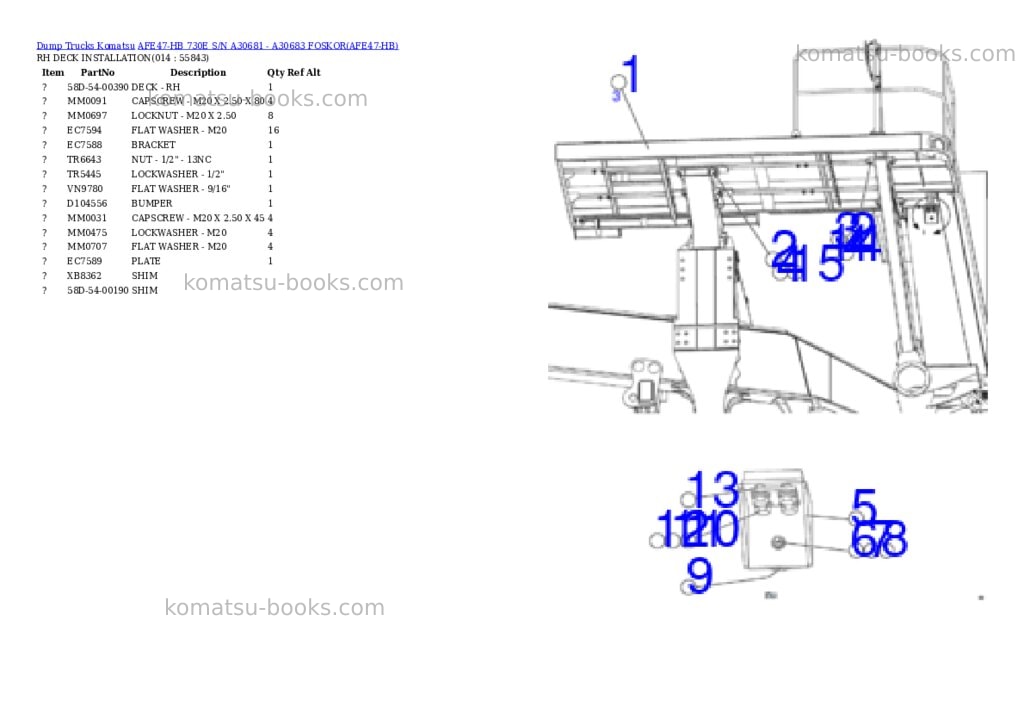 Komatsu afe47-hb 730e s/n a30681 - a30683 foskor Parts catalog cover Page 7