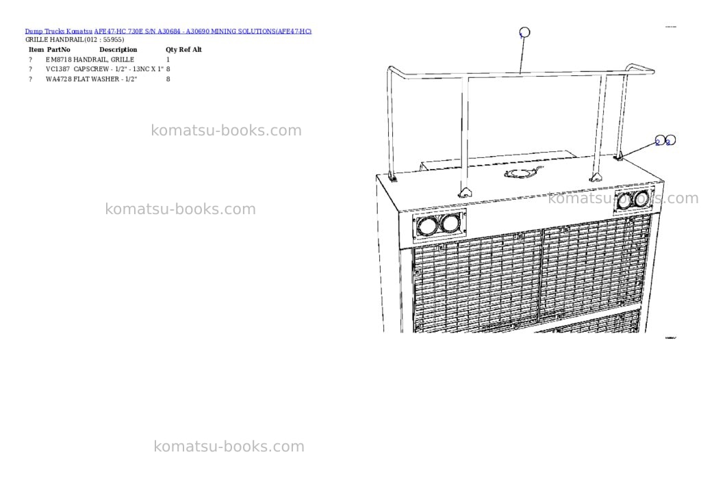 Komatsu afe47-hc 730e s/n a30684 - a30690 mining solutions Parts catalog cover Page 6 Komatsu afe47-hc 730e s/n a30684 - a30690 mining solutions Parts catalog cover Page 6