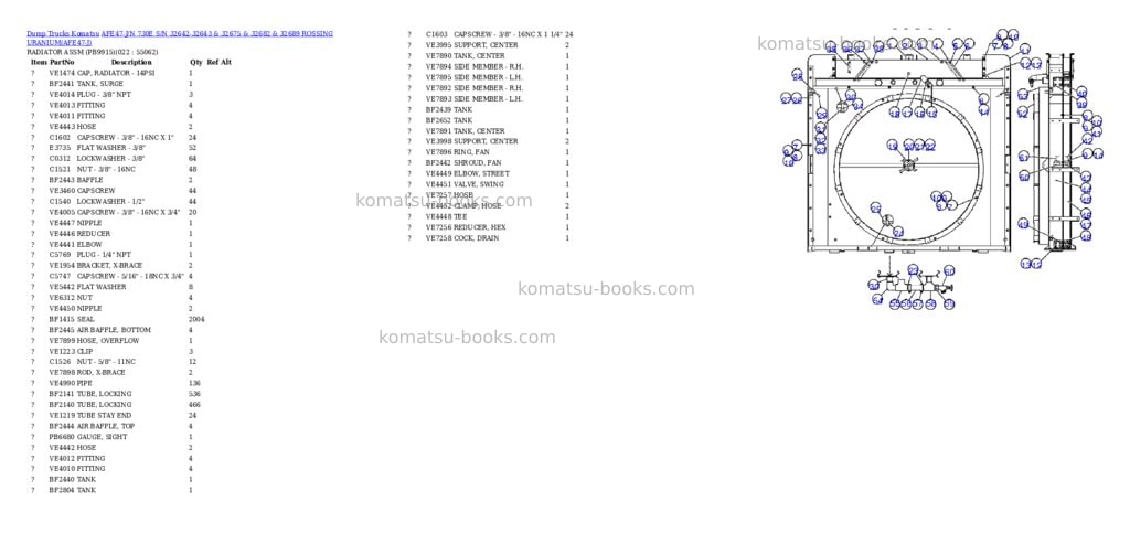 Komatsu afe47-j/n 730e s/n 32642-32643 & 32675 & 32682 & 32689 rossing uranium Parts catalog cover Page 10