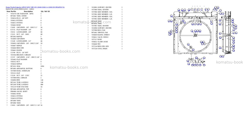 Komatsu afe47-k/m 730e s/n 32640-32641 & 32683 iscor Parts catalog cover Page 10